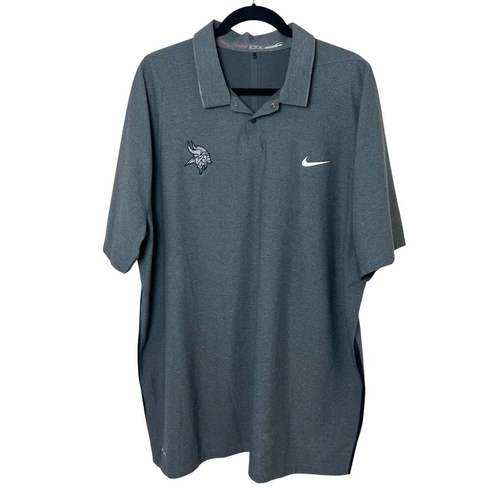 Nike Dri Fit Tiger Woods Collection Golf Polo Minnesota Vikings Gray Size XXL